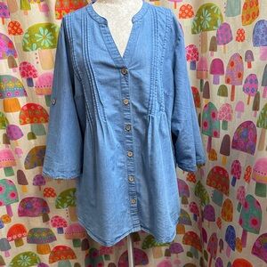 Club Z Collection 3/4 Sleeve Button Down Blouse. 3X